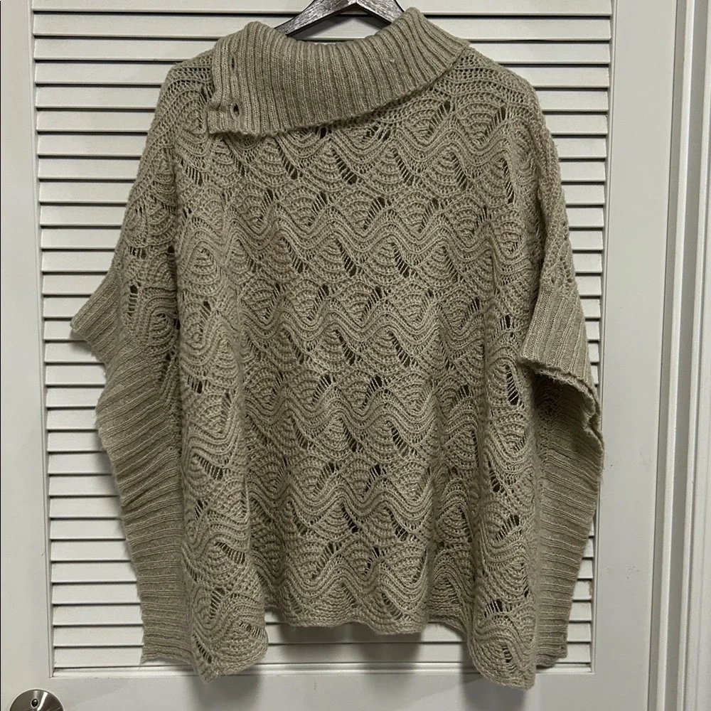 Vintage America Cable Knit Poncho - Taupe